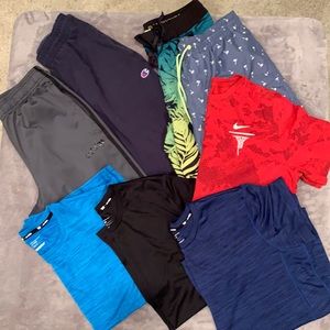 Lot of young men’s workout clothing